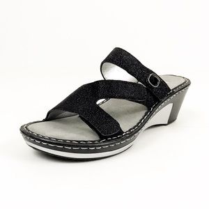 ALEGRIA Sparkle Wedge Velcro Strap COMFORT Sandals